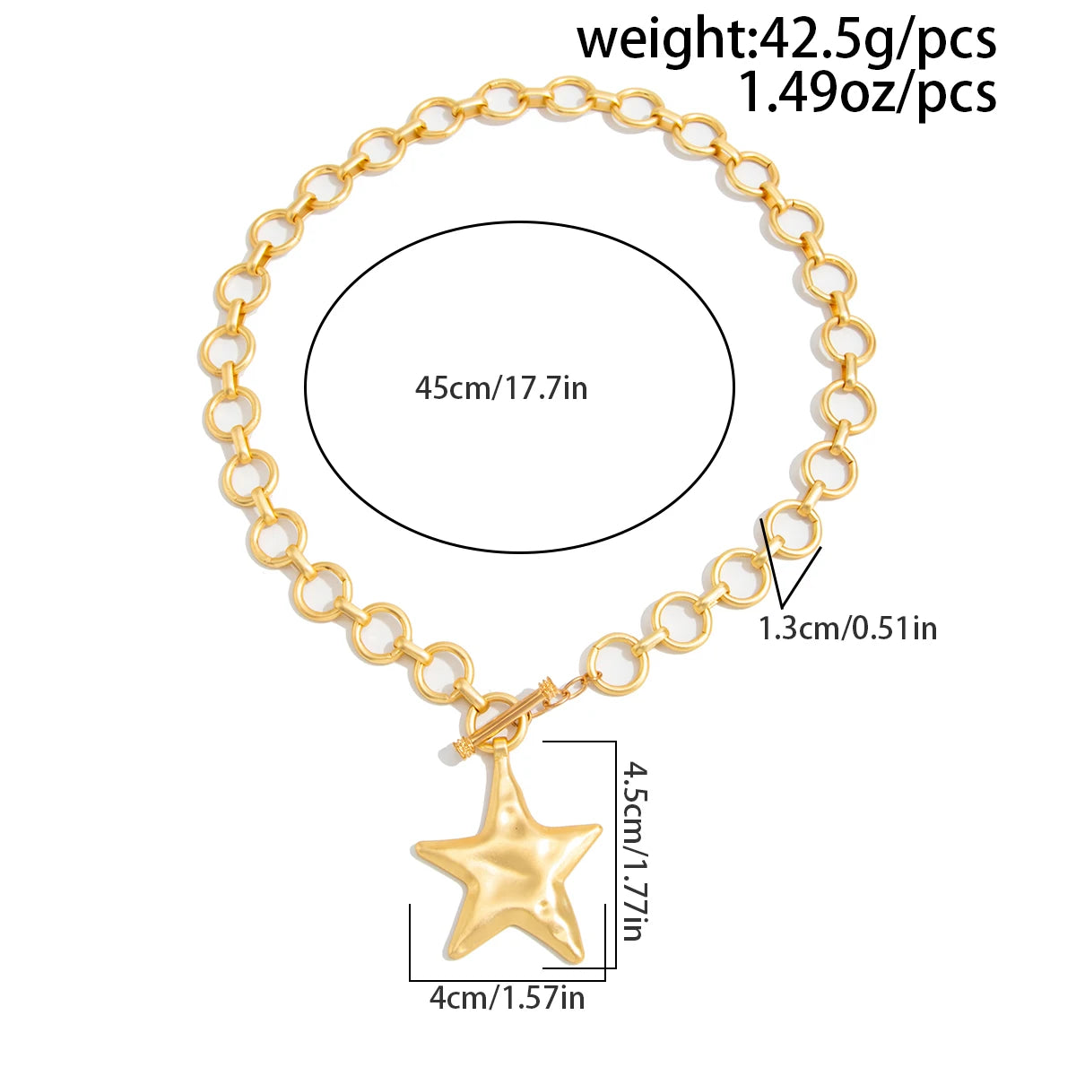 Ingemark Hip-Hop Punk Star Metal Pendant Chokers Necklace Women Trendy Simple OT Buckle Thick Neck Chain 2025 New Jewelry Gift