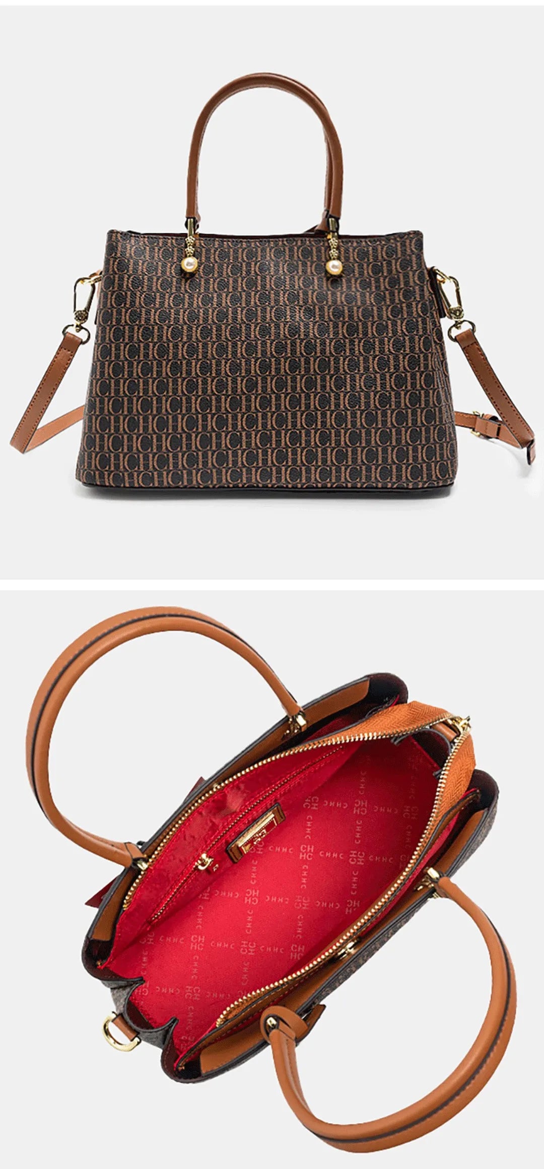 Light Luxury Brand Letter Print Handbag with Letter Pendant Design Unique and Elegant Popular Fashion Niche High Quality
