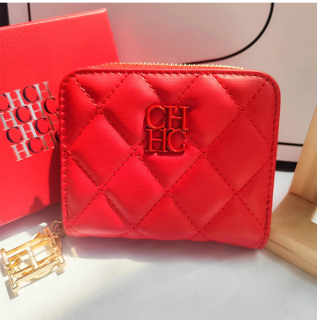 CH New Women's Wallet Exquisite Luxury Brand Short Solid Color Coin Women's Wallet High-quality PU Material Exquisite Brand Logo