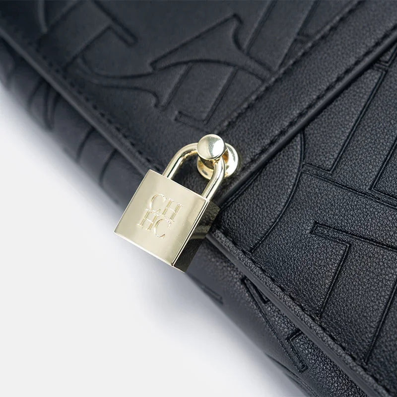 CH Chain Bag PU Material Solid Color Big Letter Print High Quality Lock Design Women's 2025 Designer New Shoulder Bag
