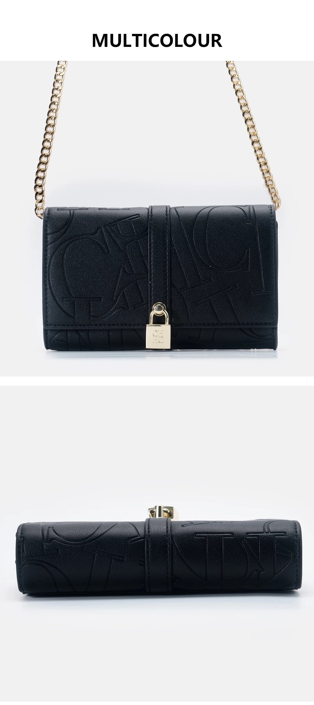 CH Chain Bag PU Material Solid Color Big Letter Print High Quality Lock Design Women's 2025 Designer New Shoulder Bag