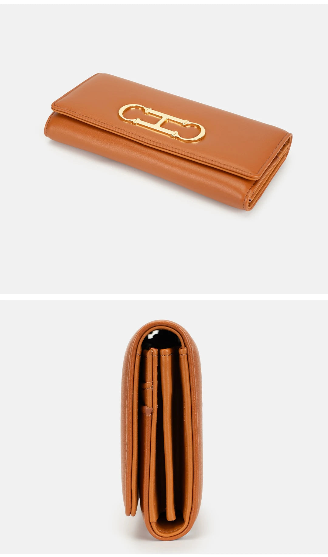 CH Womens Long Wallet Clutch Purse with Gold Metal Logo Large Capacity Card Holder Coin Purse for Ladies