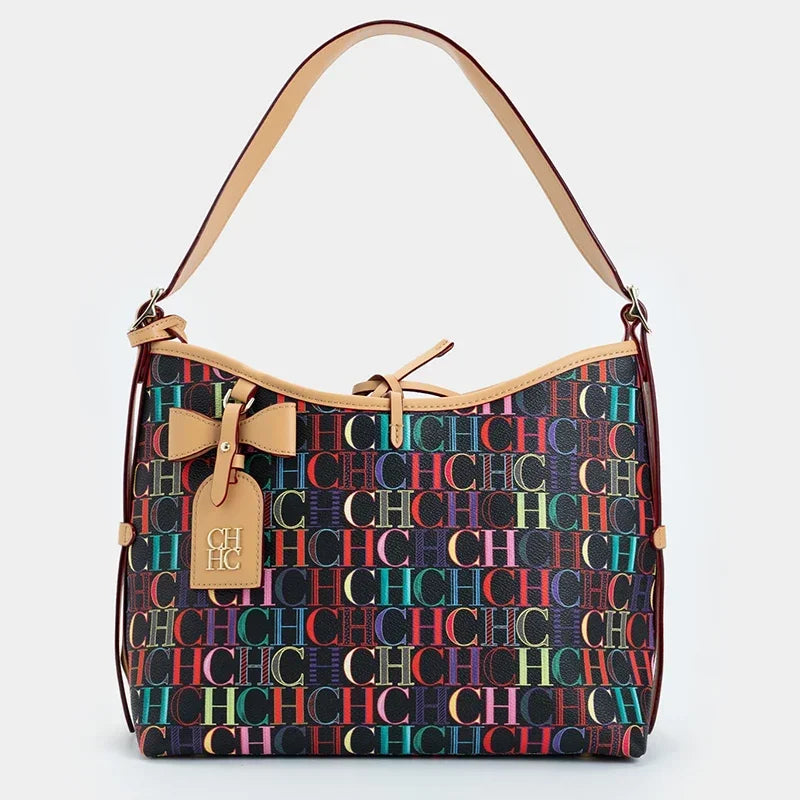 CHCH Bowknot Element Design New Trend Tote Bag Fashion Letter Print Square Luxury Brand 2025 Lace-up Women's Tote Bag