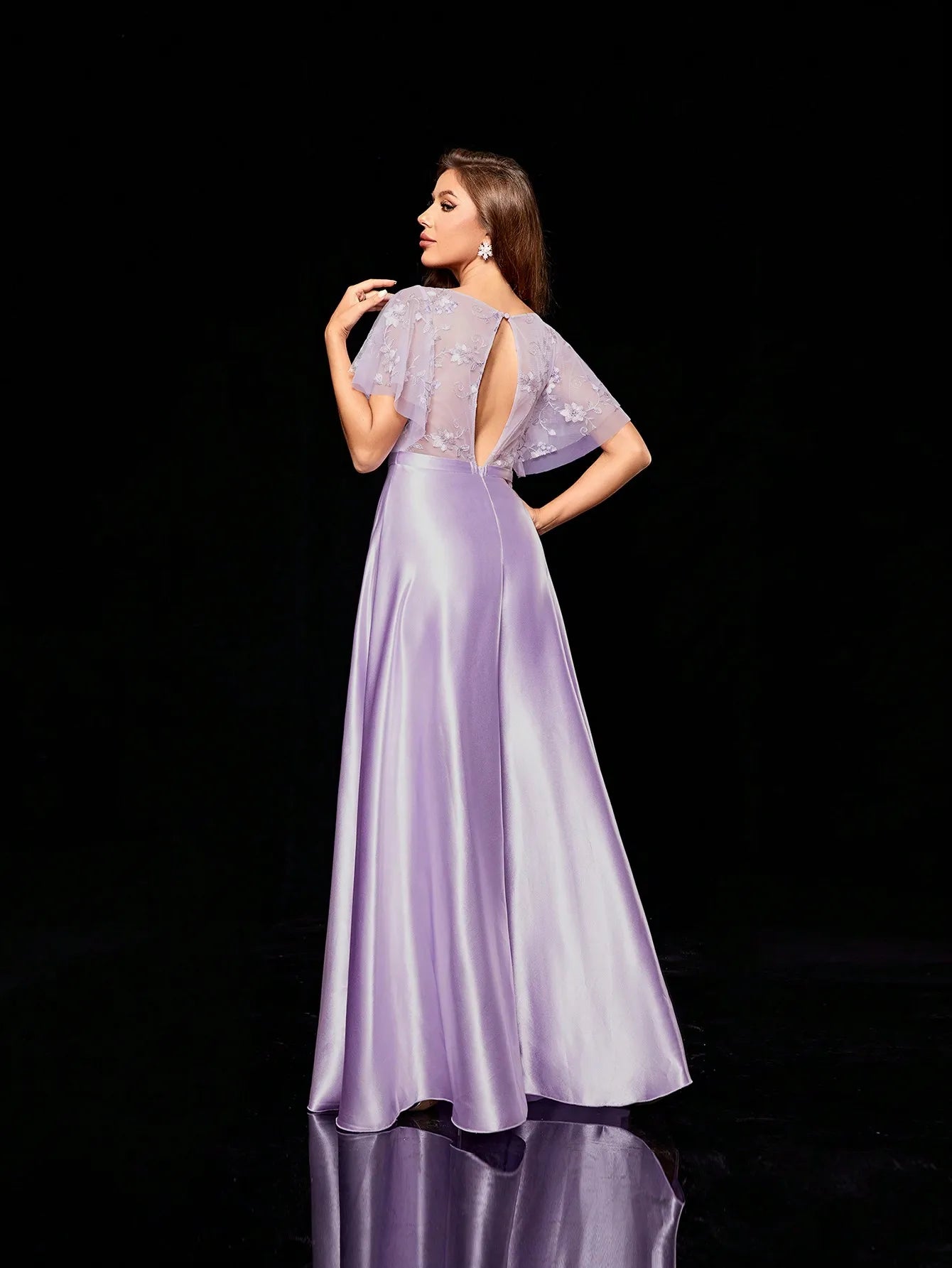 Mgiacy Embroidery mesh patchwork color ding large skirt evening gown