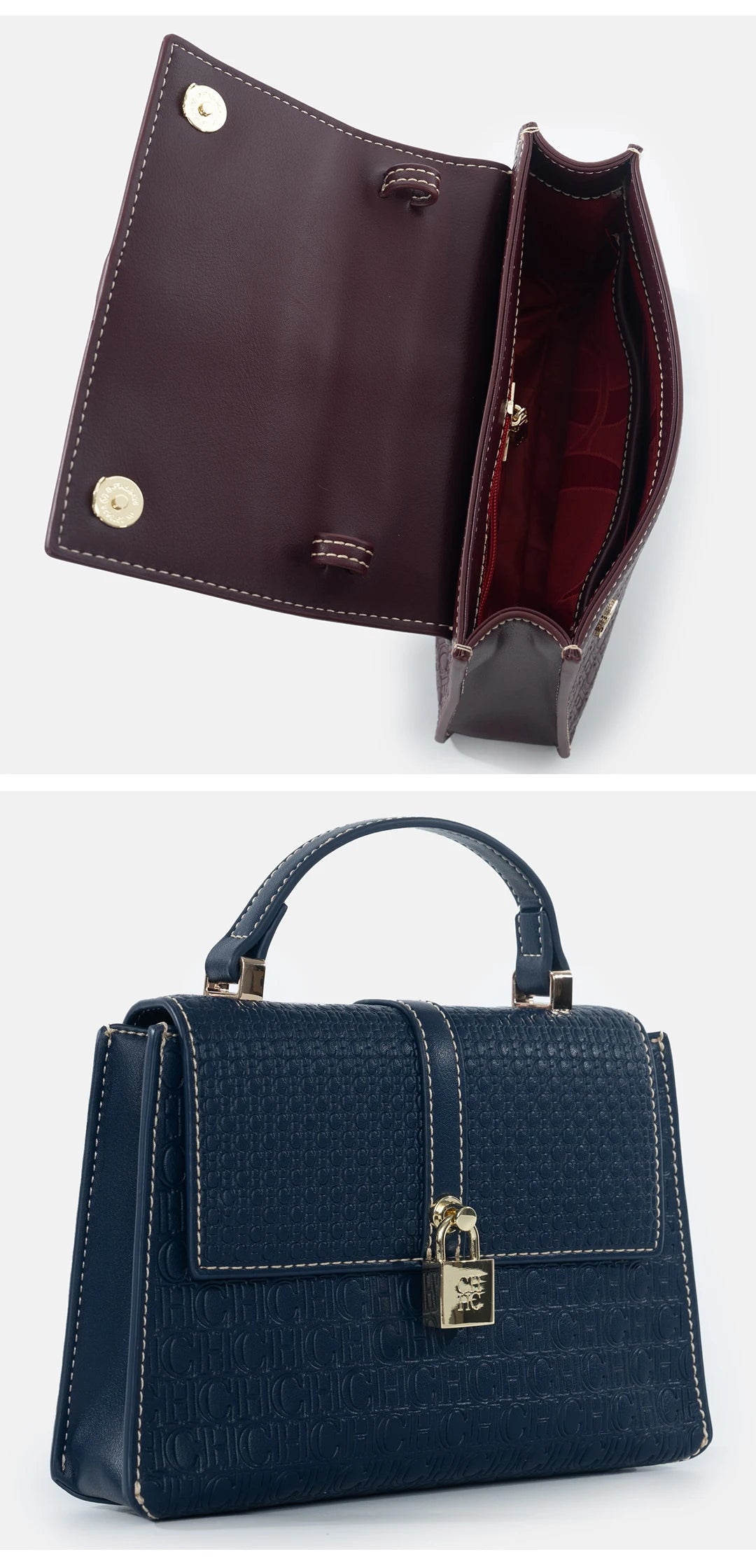 CHCH Luxury Brand Women's Tote Bag Delicate Compact Monogram Print Lock Design Versatile Simple Solid Color Women's Shoulder Bag