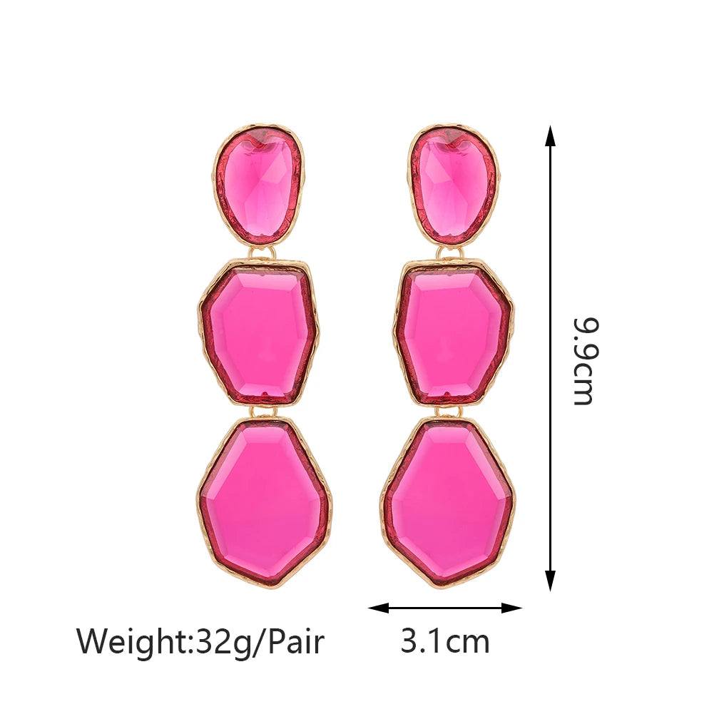 Creative Design Popular Luxury Geometric Resin Charm Long Dangle Drop Earrings For Women Trend Unusual Pendant Jewelry Gift