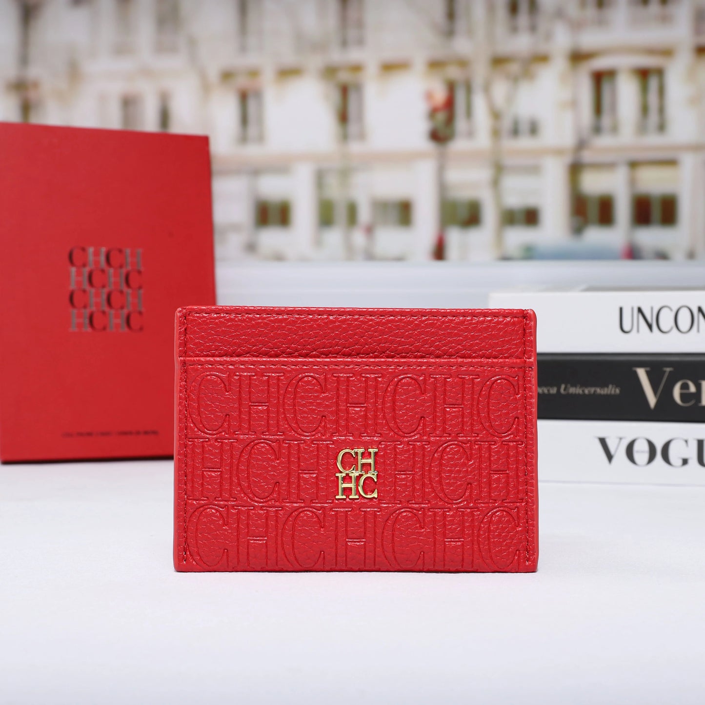 New Fashion CH Embossed Card Holder Slim Minimalist Credit Card Wallet for Women & Men Portable ID Card Case with Multiple Slots