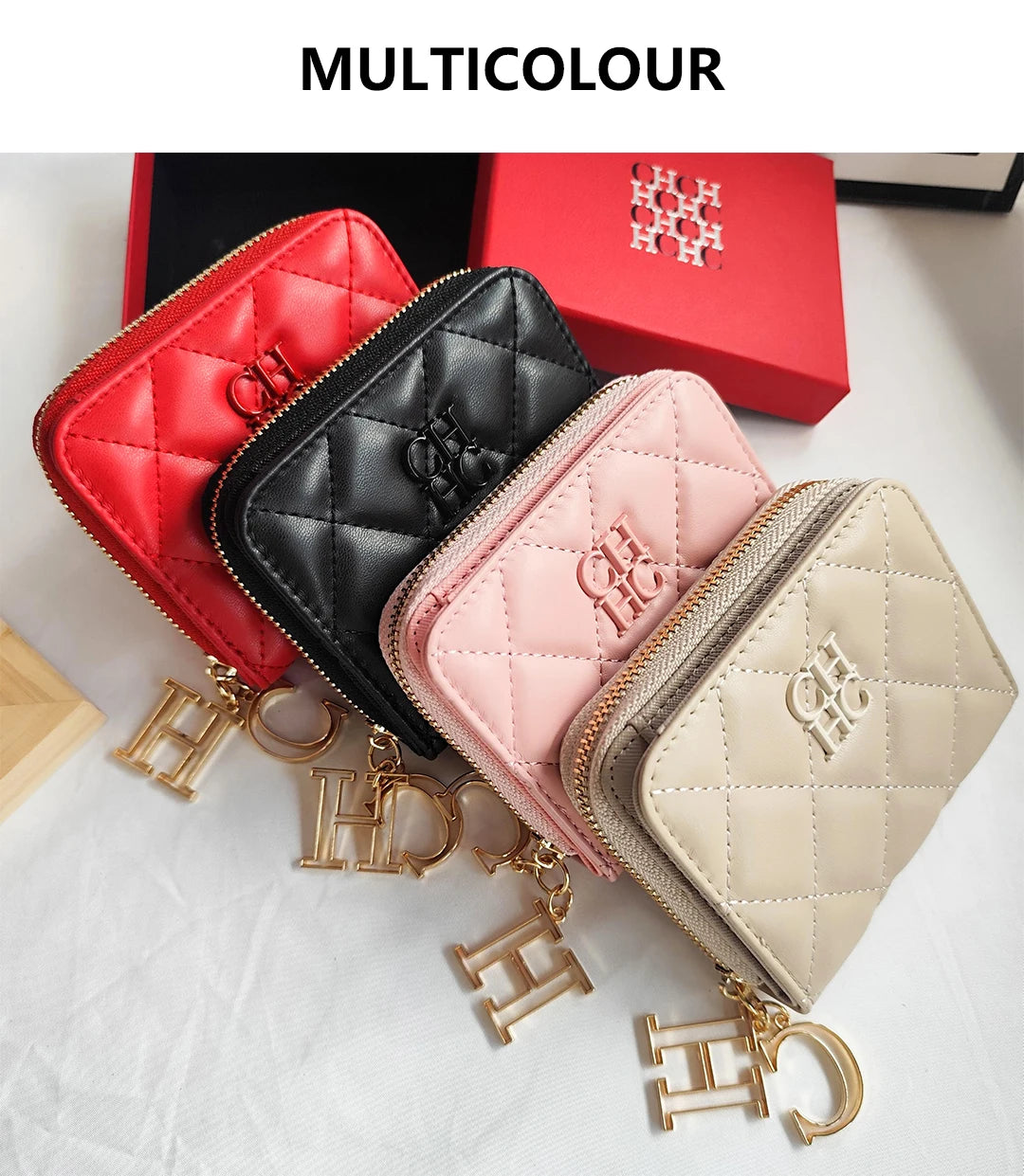 CH New Women's Wallet Exquisite Luxury Brand Short Solid Color Coin Women's Wallet High-quality PU Material Exquisite Brand Logo