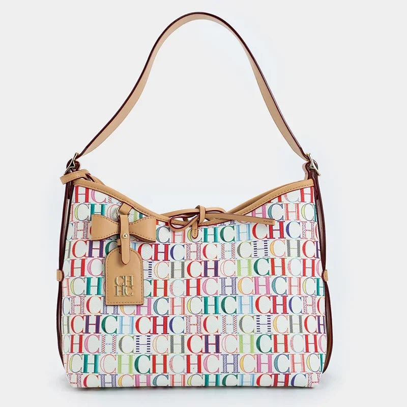 CHCH Bowknot Element Design New Trend Tote Bag Fashion Letter Print Square Luxury Brand 2025 Lace-up Women's Tote Bag