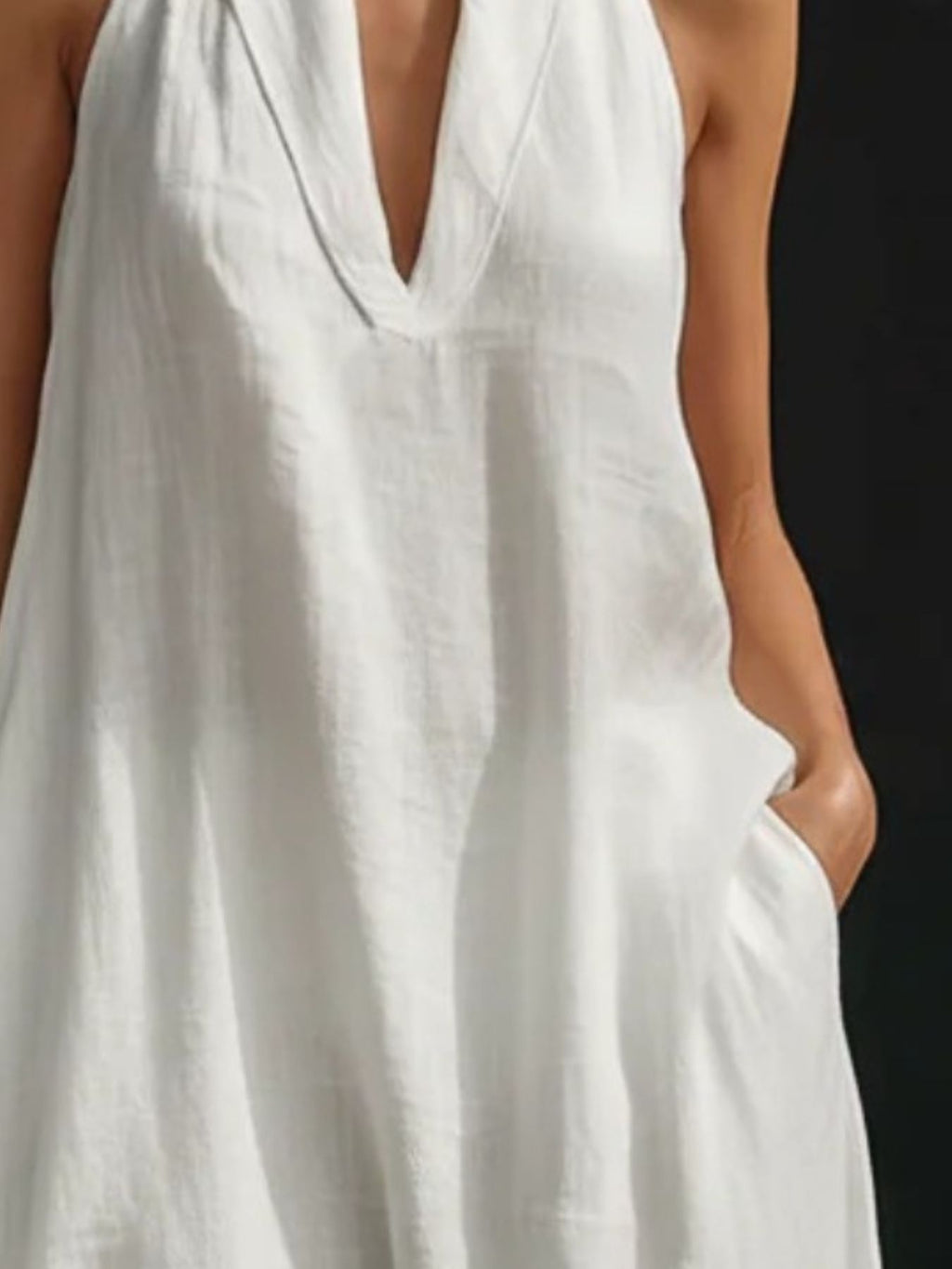 Halter Neck Maxi Dress with Pockets - TrendNest