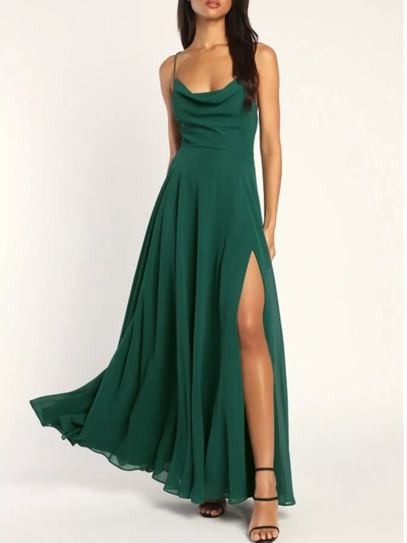 Slit Cowl Neck Maxi Dress - TrendNest
