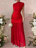 Ruched Cap Sleeve Maxi Dress - TrendNest