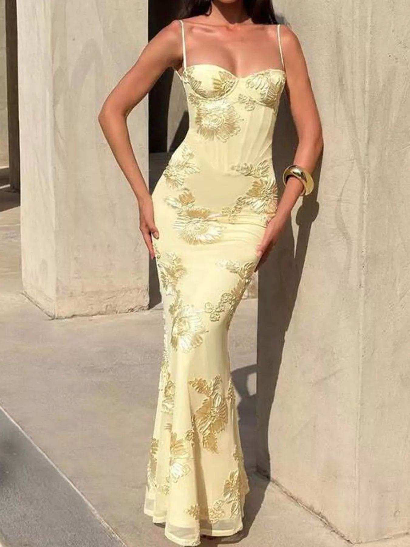 Sweetheart Neck Spaghetti Strap Maxi Dress - TrendNest