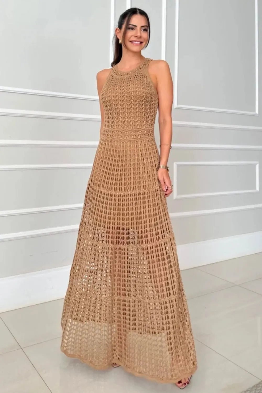 Hollowed - Out Sleeveless Maxi Dress - TrendNest