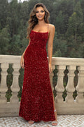 Sequin Backless Split Maxi Dress - TrendNest