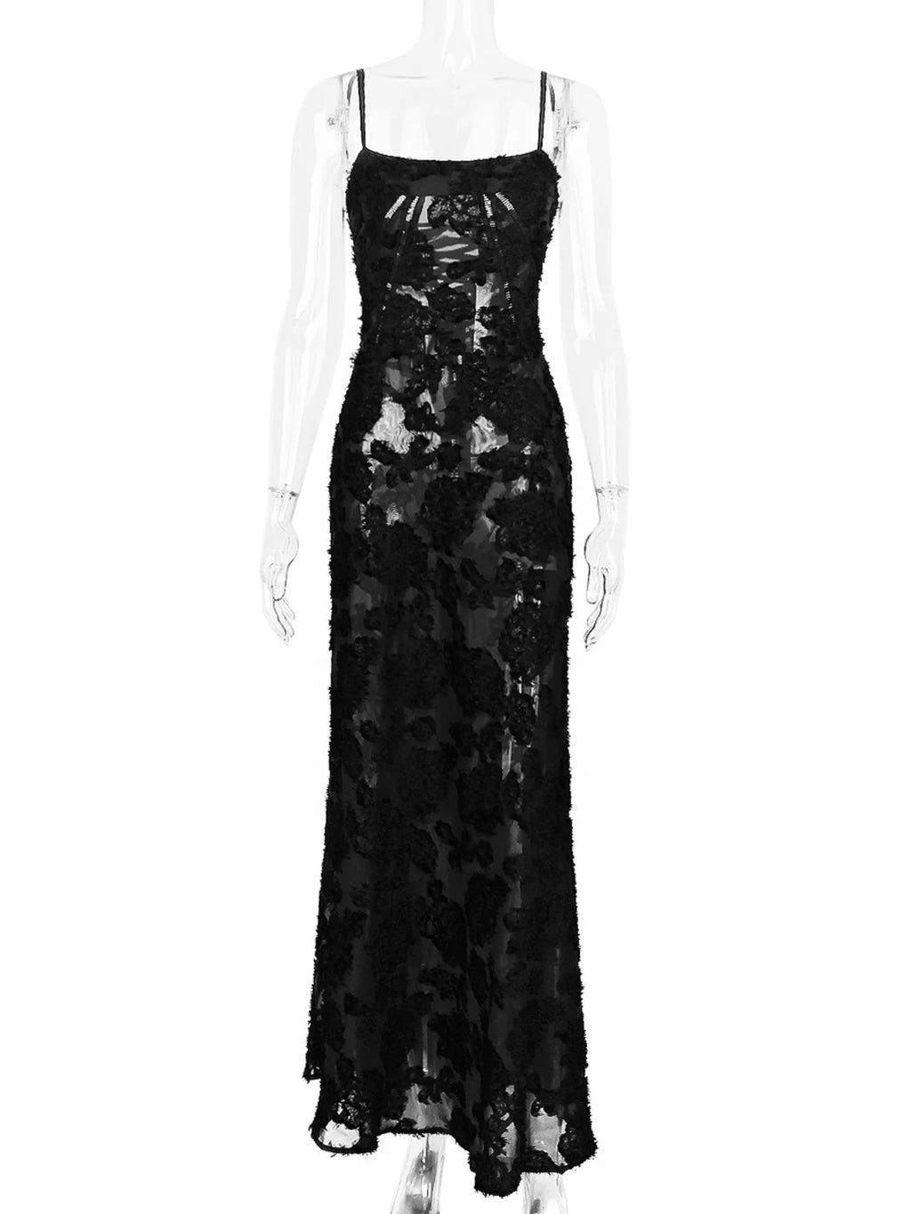 Lace Spaghetti Strap Maxi Dress - TrendNest