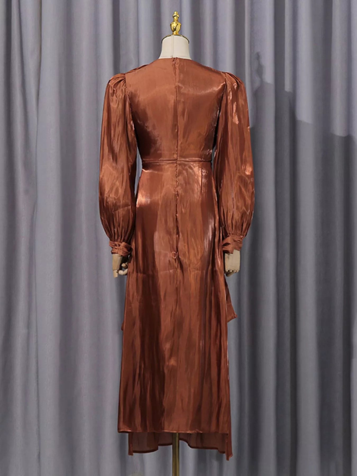 Front Twisted Draped Long Sleeve Maxi Dress - TrendNest