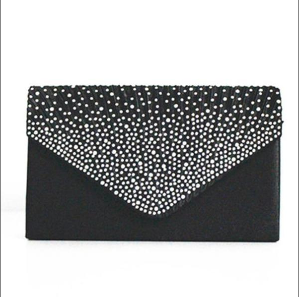 2018 Satin Clutch with Rhinestones for Evening Events