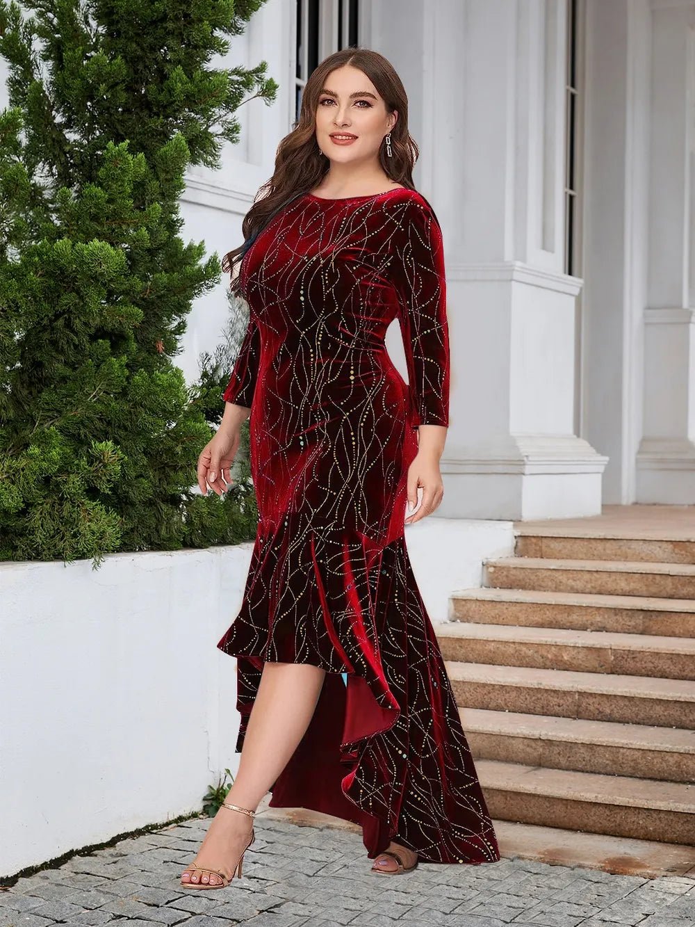 Plus Size Ruffle Hem High - Low Dress - TrendNest