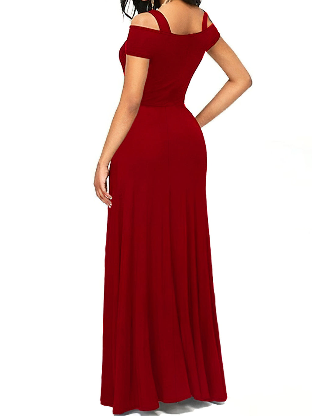 Elegant Off - Shoulder Slit Maxi Dress - TrendNest