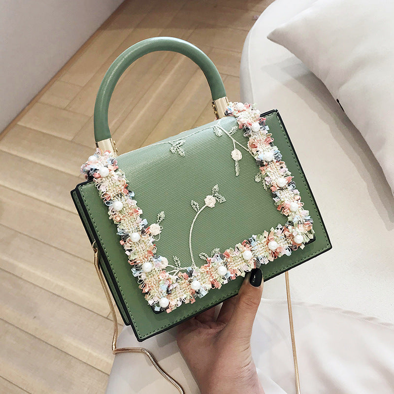 Trendy Women's Small Square Messenger Bag with Chain