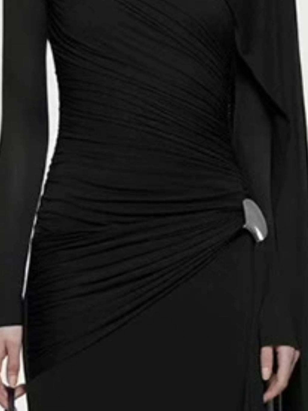 Ruched Draped Long Sleeve Maxi Dress - TrendNest