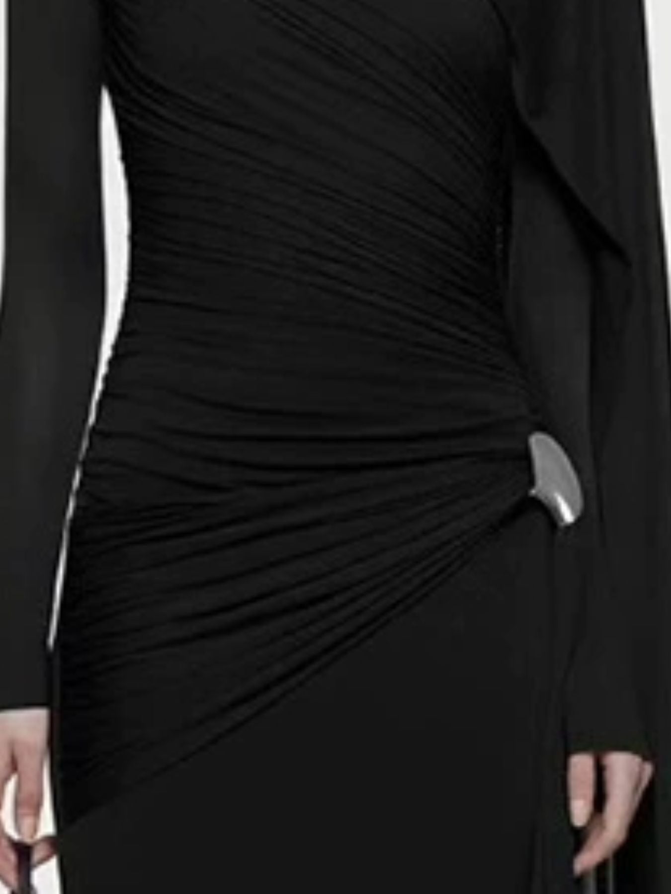 Ruched Draped Long Sleeve Maxi Dress - TrendNest