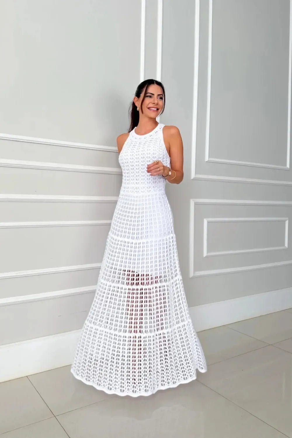 Hollowed - Out Sleeveless Maxi Dress - TrendNest