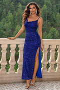 Cowl Neck Split Maxi Dress - TrendNest