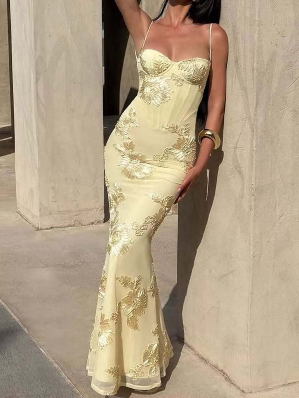 Sweetheart Neck Spaghetti Strap Maxi Dress - TrendNest