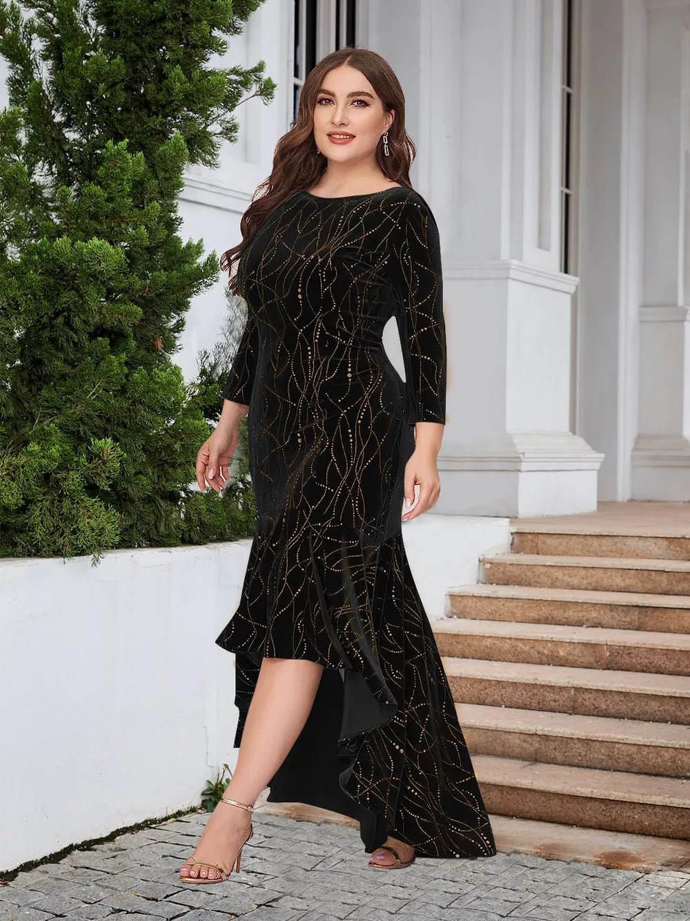 Plus Size Ruffle Hem High - Low Dress - TrendNest