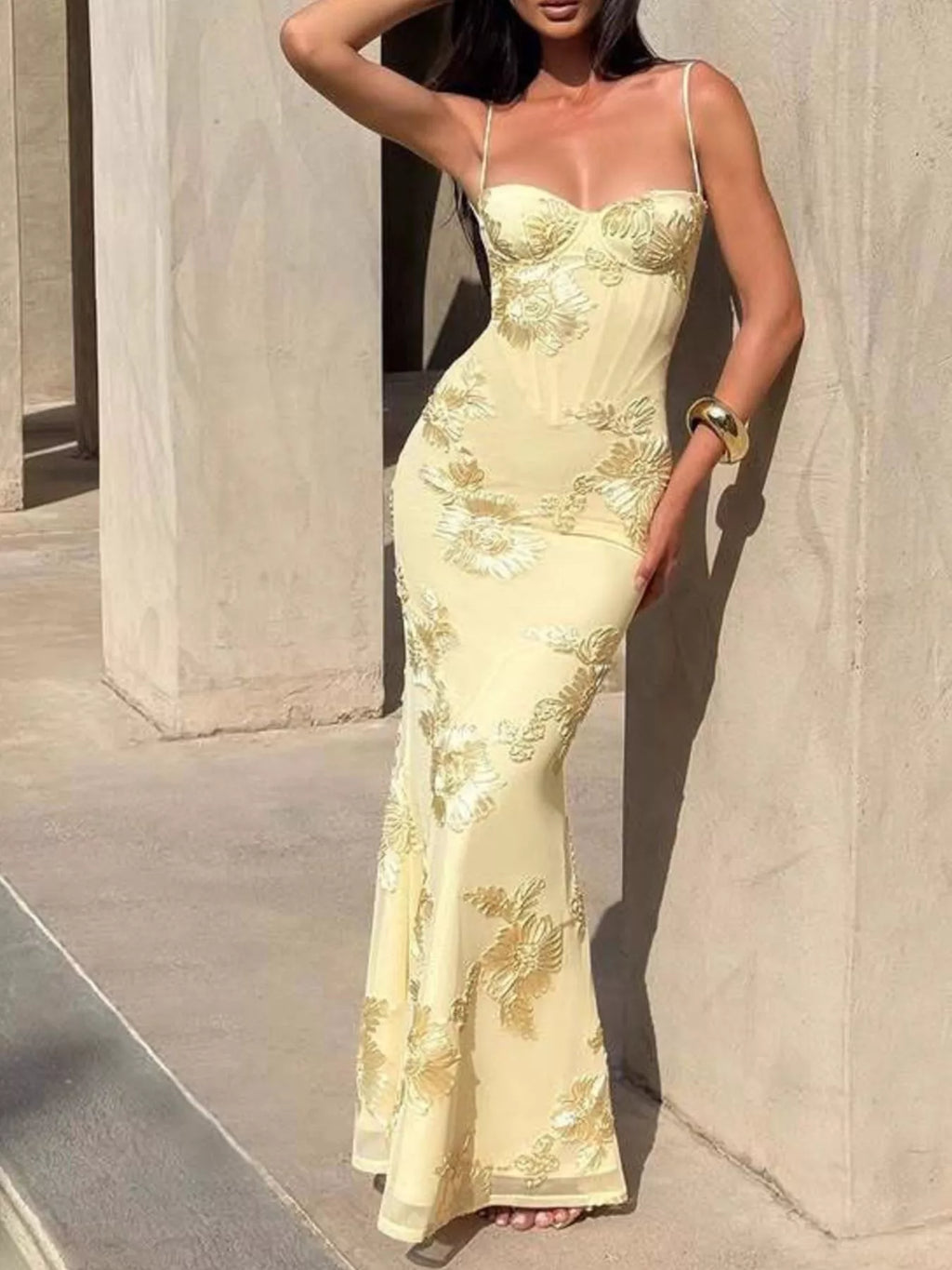 Sweetheart Neck Spaghetti Strap Maxi Dress - TrendNest