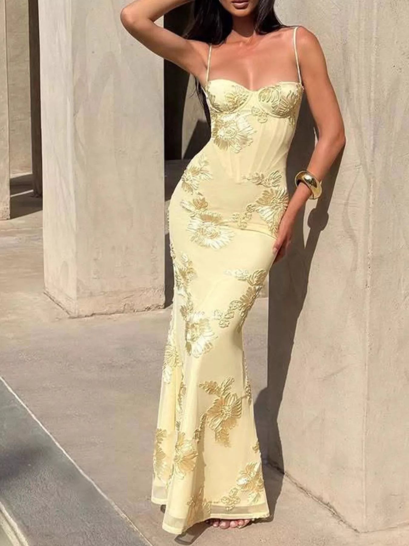 Sweetheart Neck Spaghetti Strap Maxi Dress - TrendNest