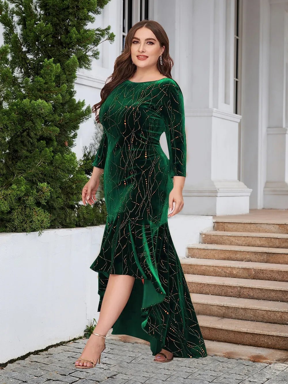 Plus Size Ruffle Hem High - Low Dress - TrendNest