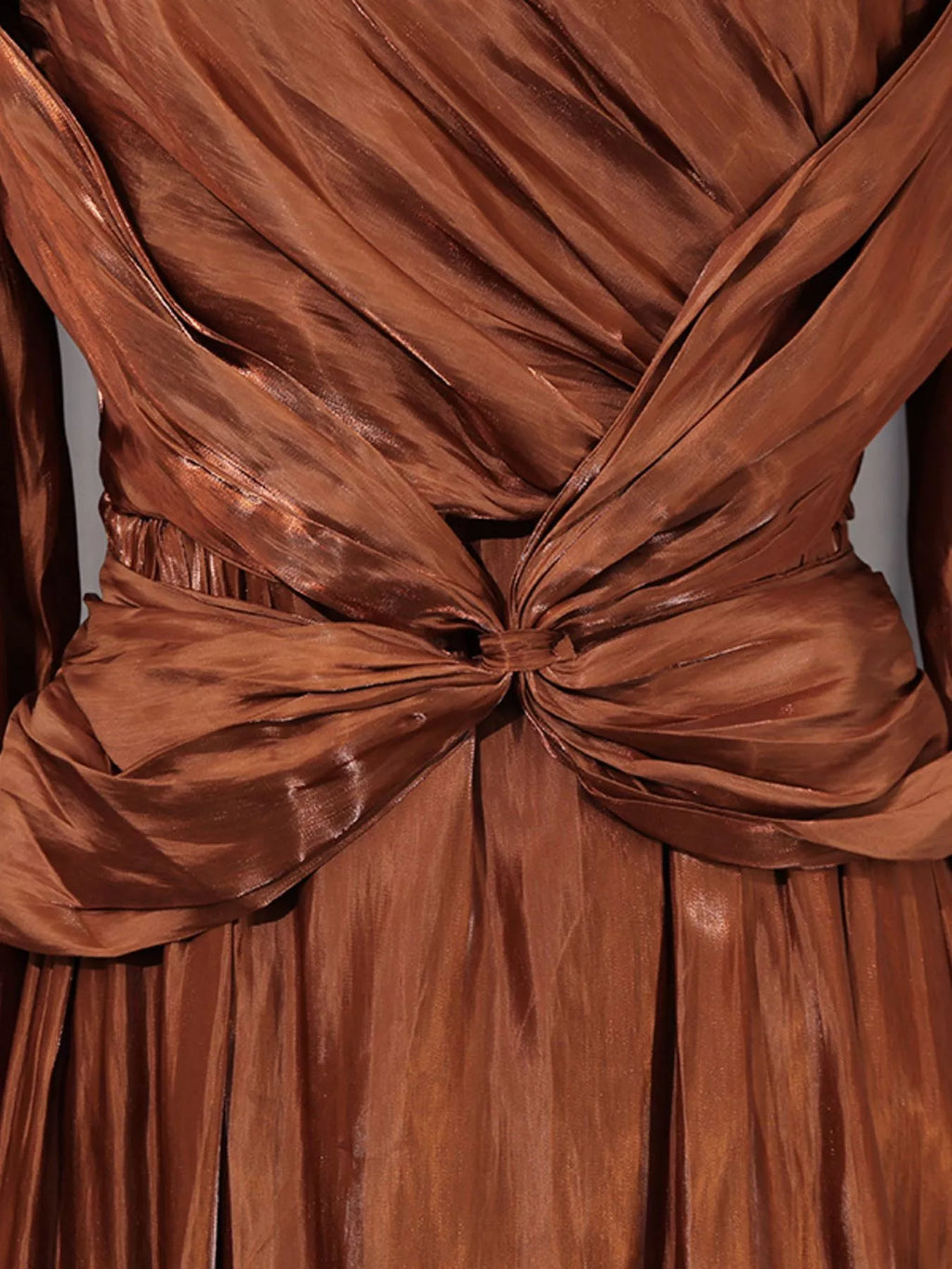 Front Twisted Draped Long Sleeve Maxi Dress - TrendNest